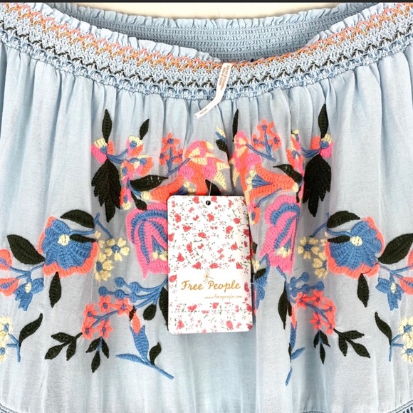 FREE PEOPLE Sunbeams Blue Floral Dress NEW Small - Picture 7 of 9